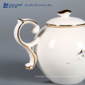 Blanco elegancia gild borde vajilla juego de té porcelana hueso china vajilla